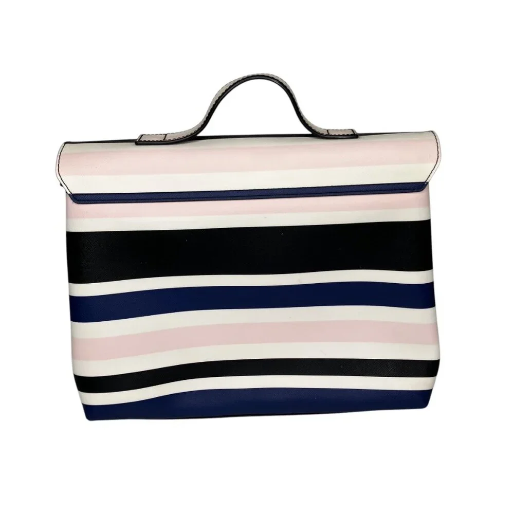 Kate Spade Lita Laurel Way Cruise Stripe Black Pink‎ Navy Trifold Cosmetic Bag